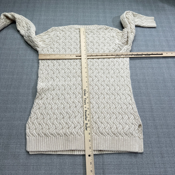 Vintage Jeanne‎ Pierre Sweater Small Ivory Cable Knit Coastal Textured Cozy - Picture 5 of 8